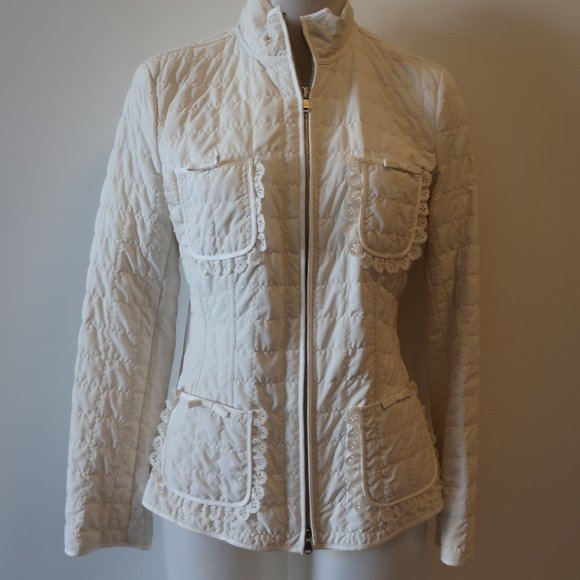 WOMENS CHEBY WHITE QUILTED LACE ITALIAN FULL ZIP JACKET 42 US/6 * - Picture 2 of 14